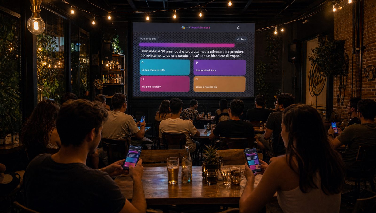 Quiz OnStage sulle TV del ristorante